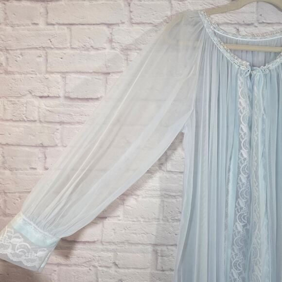 W Miss Elaine Sheer Lace Blue Nightgown Robe Vintage Deadstock NWT Women Size L - Picture 4 of 14